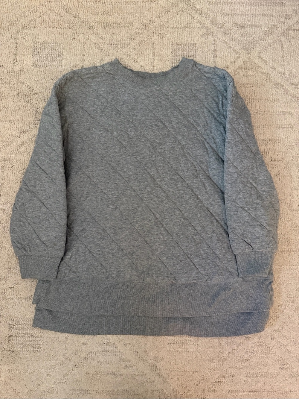 Old Navy Women's Quilted Crewneck Sweater - Gray Heather